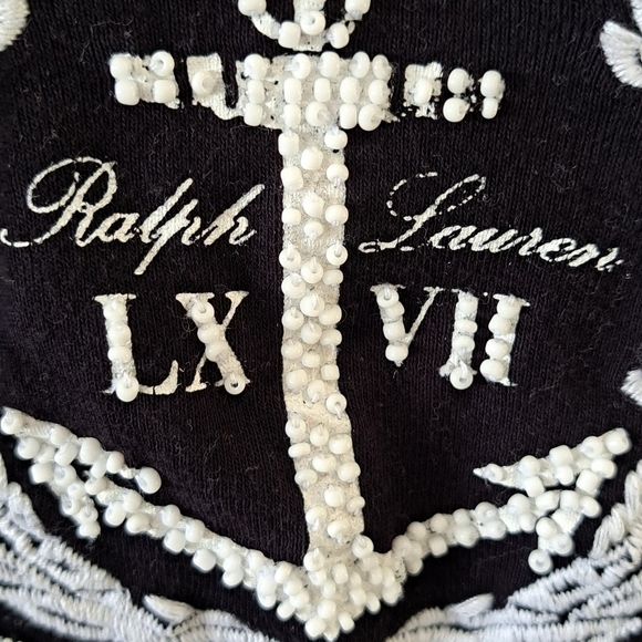 Lauren Ralph Lauren Women's Black and White Crest Short Sleeve T-shirt Cotton L - Picture 2 of 11